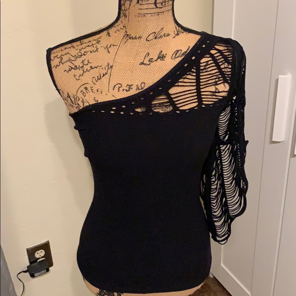 Bebe one shoulder top super, stretch USA Made S